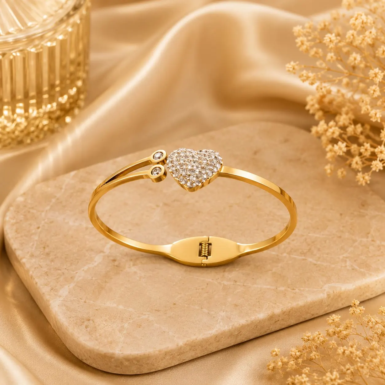 Golden heart cuff