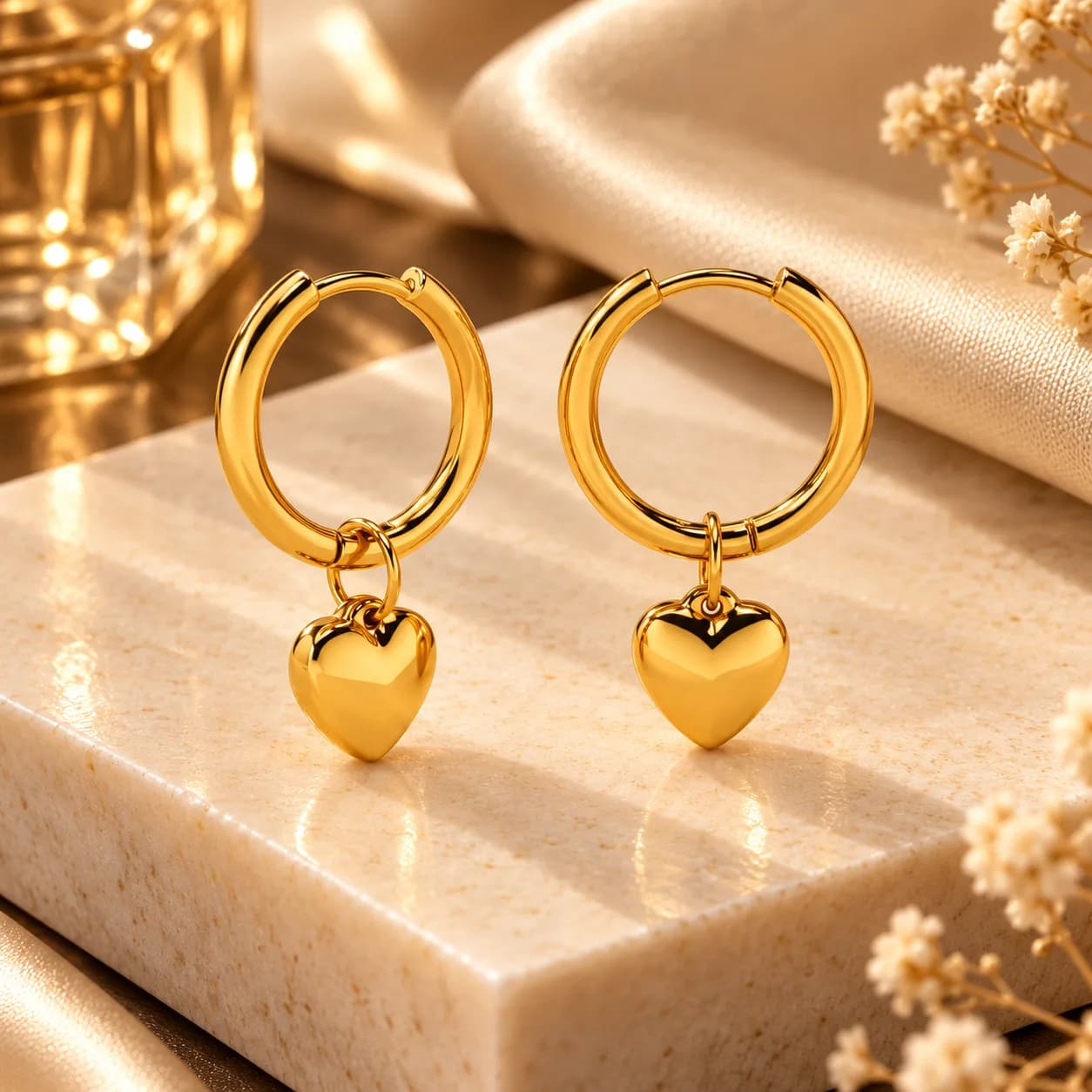 Heart drop hoops