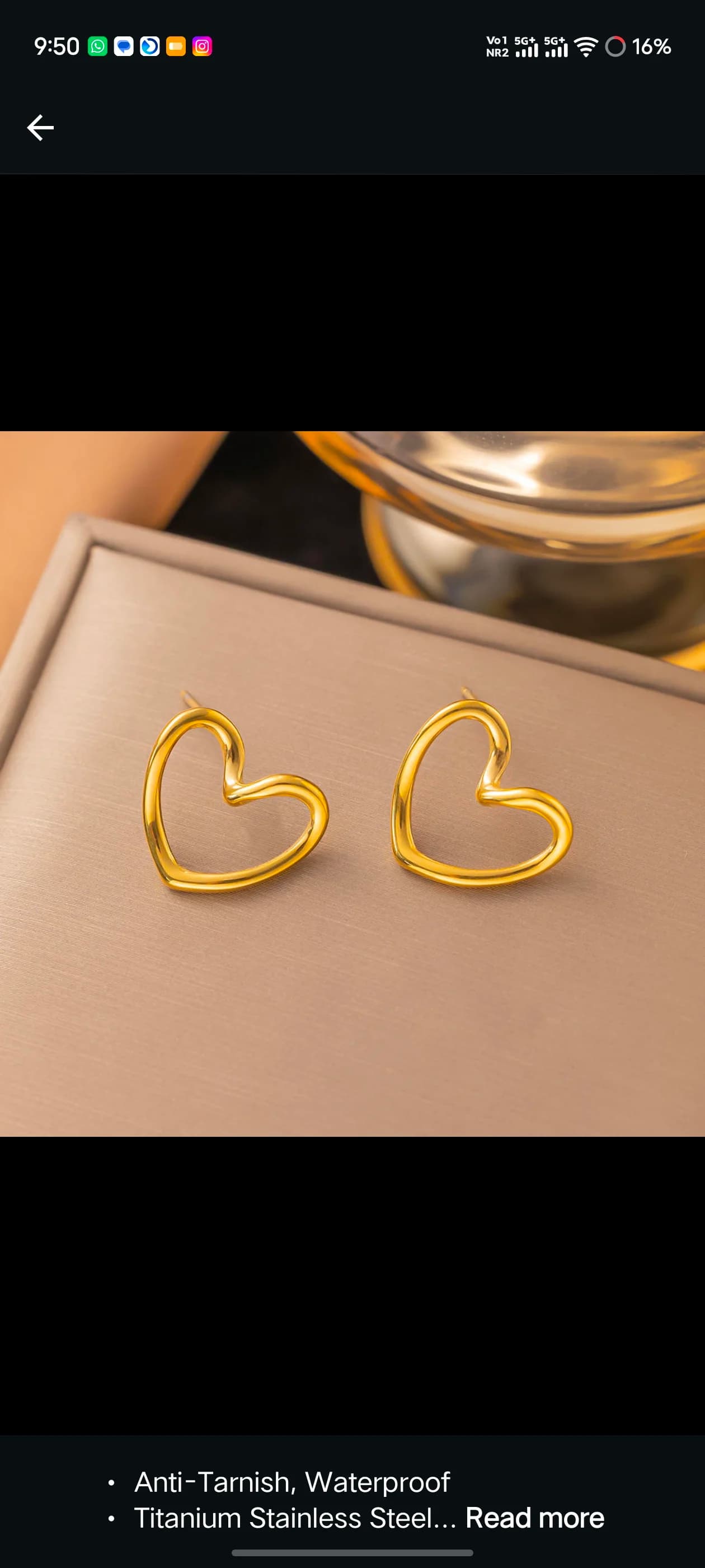 Open heart earring