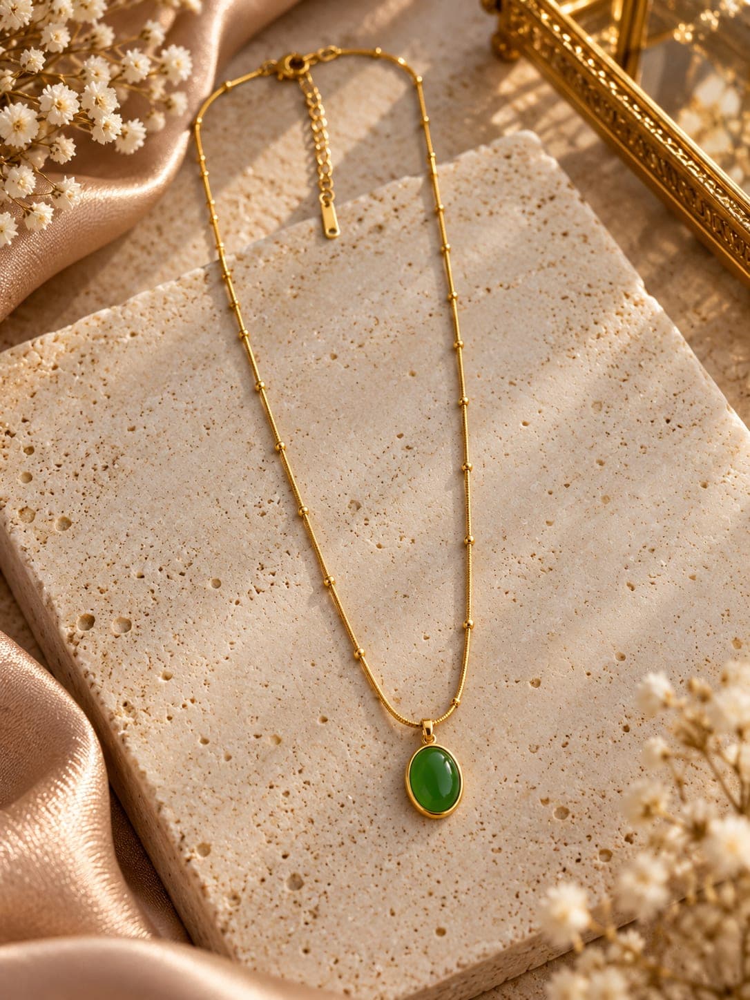 Green gemstone necklace
